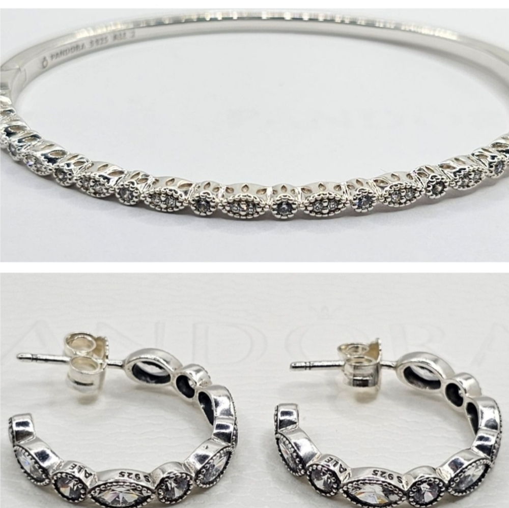 🎁 Authentic Pandora BRACELET & EARRING SET